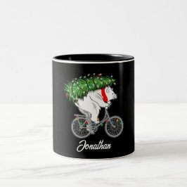 Caneca De Café Em Dois Tons Presente De Árvore De Natal De Carregando De Urso 
