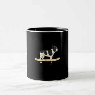 Caneca De Café Em Dois Tons presente de cachorrinho francês de skate engraçado
