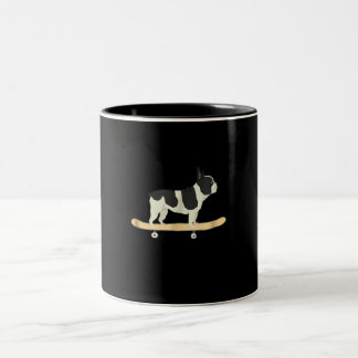 Caneca De Café Em Dois Tons presente de cachorrinho francês de skate engraçado