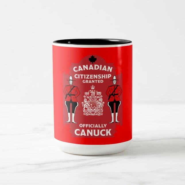 Caneca De Café Em Dois Tons Presente de Celebração da Cidadania Canadense (Centro)