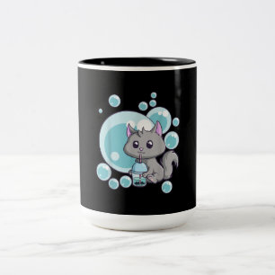 Caneca De Café Em Dois Tons Presente de Chá de Bolha de Gato   Boba Tea Cats 