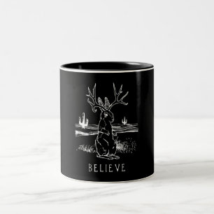 Caneca De Café Em Dois Tons Presente de coelho  Acredite em Jackalope