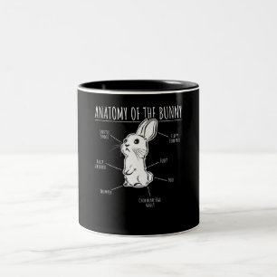 Caneca De Café Em Dois Tons Presente de coelho Anatomia Do Coelho Coelhinho Co