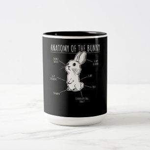Caneca De Café Em Dois Tons Presente de coelho Anatomia Do Coelho Coelhinho Co