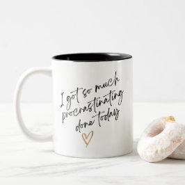 Caneca De Café Em Dois Tons Presente de Colaborador Mínimo Engraçado Procrasti