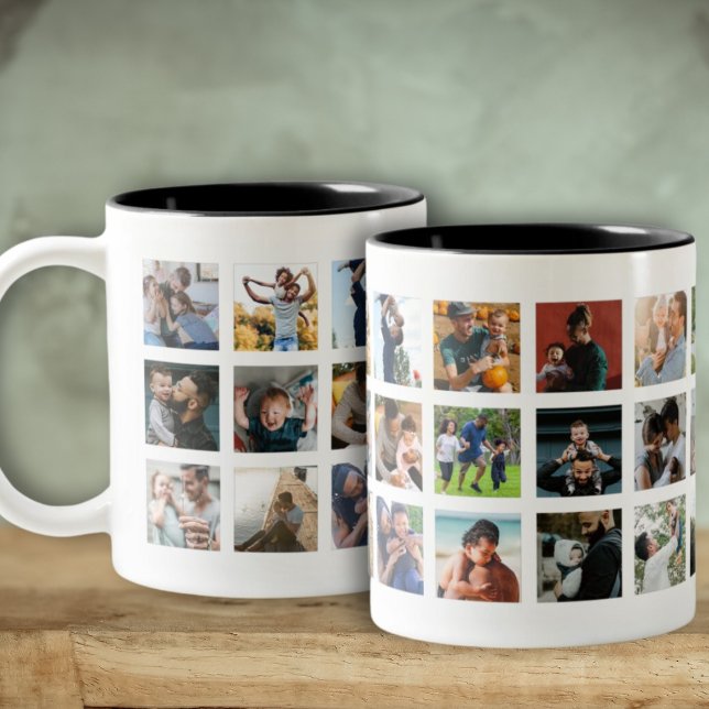 Caneca De Café Em Dois Tons Presente de Colagem de Fotos Insta Moderno 24  (Criador carregado)