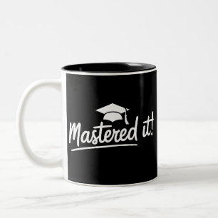 Caneca De Café Em Dois Tons Presente de Conclusão de Mestrado Conquistou 