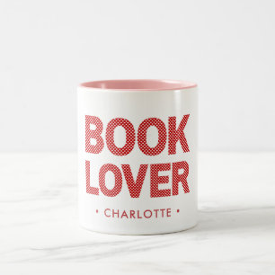 Caneca De Café Em Dois Tons Presente de Corações de Citação de Amante de Livro