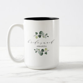 Caneca De Café Em Dois Tons Presente de Dama de Honra com Eucalipto Verde Eleg