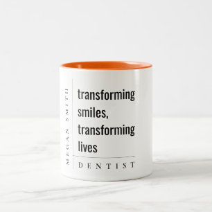 Caneca De Café Em Dois Tons Presente de Dentista de Sorriso Simples e Moderno