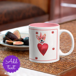 Caneca De Café Em Dois Tons Presente de Dia dos Namorados Corgi Cachorro