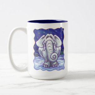 Caneca De Café Em Dois Tons Presente de Elefante Branco Bonito