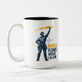Caneca De Café Em Dois Tons Presente de Eletricista Mestre - Relâmpago Heroico