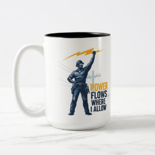 Caneca De Café Em Dois Tons Presente de Eletricista Mestre - Relâmpago Heroico