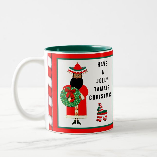 Caneca De Café Em Dois Tons Presente de Feriado Feliz Navidad (Esquerda)