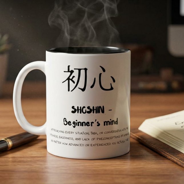 Caneca De Café Em Dois Tons Presente de Filosofia Japonesa Shoshin Mindfulness (Criador carregado)