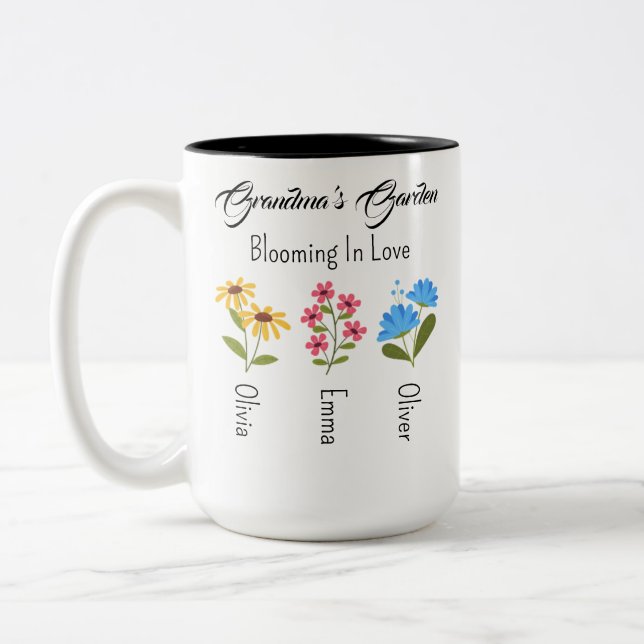 Caneca De Café Em Dois Tons Presente de Flor de Nascimento Personalizado, Jard (Esquerda)