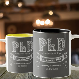 Caneca De Café Em Dois Tons Presente de formatura de doutorado quadro-negro un