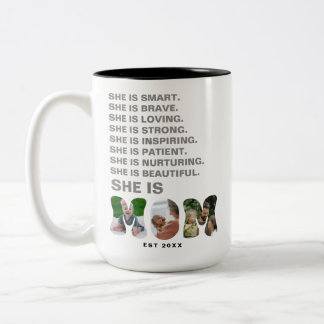 Caneca De Café Em Dois Tons Presente de foto com Afirmação Personalizada para