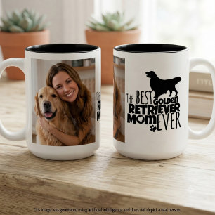 Caneca De Café Em Dois Tons Presente de foto da mamãe Golden Retriever