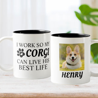 Caneca De Café Em Dois Tons Presente de Fotografia Personalizada Corgi para Pã