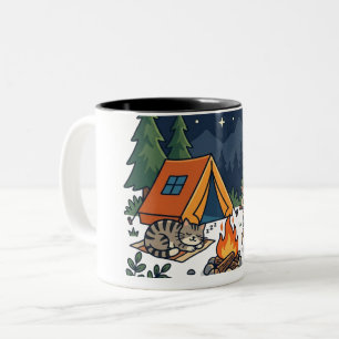 Caneca De Café Em Dois Tons Presente de Gato e Cachorro de Acampamento Céu Not