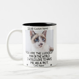 Caneca De Café Em Dois Tons presente de gato engraçado, foto e nome de gato pe