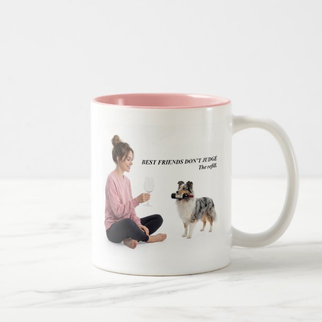 Caneca De Café Em Dois Tons Presente de Humor Vinho Sheltie Blue Merle (Direita)