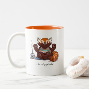 Caneca De Café Em Dois Tons Presente de Ioga Professor Panda Vermelho Arte de 