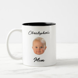 Caneca De Café Em Dois Tons Presente de Mãe com Rosto de Bebê Minimalista Mode