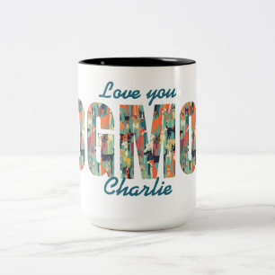Caneca De Café Em Dois Tons Presente de Mãe de Cachorro Eu Te Amo Foto + Nome 