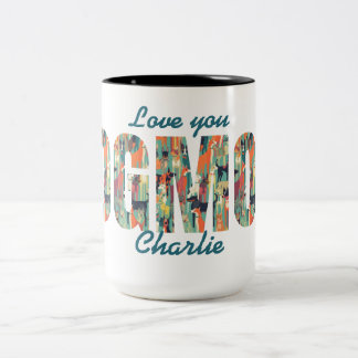 Caneca De Café Em Dois Tons Presente de Mãe de Cachorro Eu Te Amo Foto + Nome 