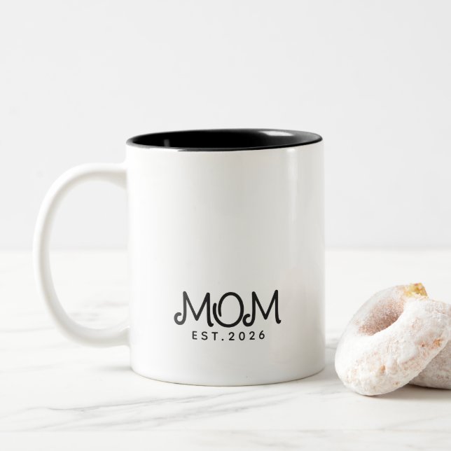 Caneca De Café Em Dois Tons Presente de Mãe Estabelecida (Com Donut)