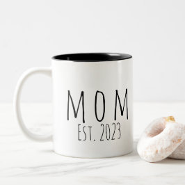 Caneca De Café Em Dois Tons Presente de Mãe Estabelecida Branco Nova Mamãe
