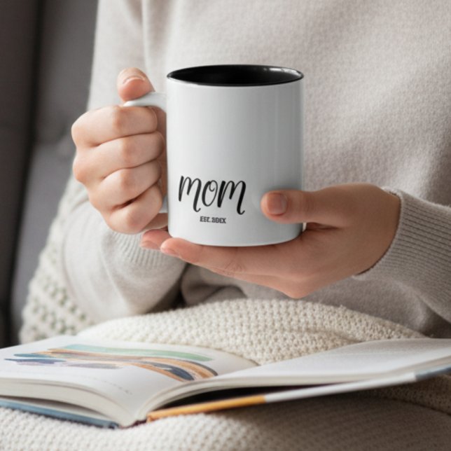 Caneca De Café Em Dois Tons Presente de Mãe Estabelecida Nova Mãe (Criador carregado)