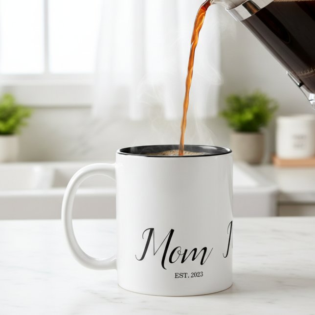 Caneca De Café Em Dois Tons Presente de Mãe Estabelecida Nova Mãe (Criador carregado)