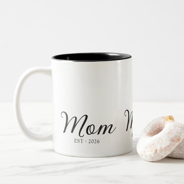 Caneca De Café Em Dois Tons Presente de Mãe Nova (Com Donut)