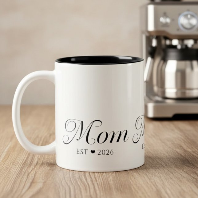 Caneca De Café Em Dois Tons Presente de Mãe Nova Mãe Estabelecida (Criador carregado)