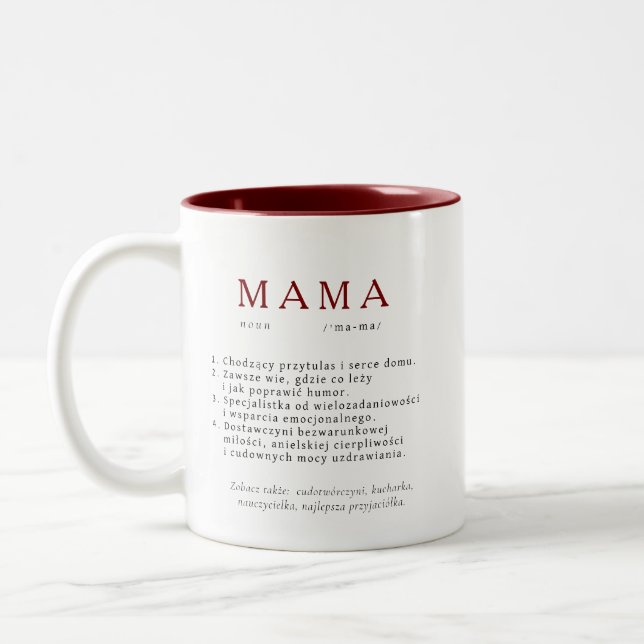 Caneca De Café Em Dois Tons Presente de Mãe polonês - Castanho de Definição MA (Esquerda)
