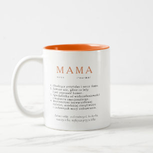 Caneca De Café Em Dois Tons Presente de Mãe polonês - laranja de definição MAM
