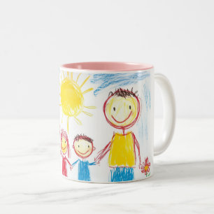 Caneca De Café Em Dois Tons Presente de Memória da Família de Desenho Personal