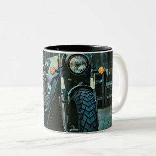 Caneca De Café Em Dois Tons presente de motociclista de retro
