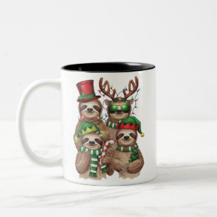 Caneca De Café Em Dois Tons Presente de Natal de Preguiça Feliz Slothmas Amant