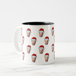 Caneca De Café Em Dois Tons Presente de Natal de Santa Hat com Foto Personaliz