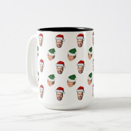 Caneca De Café Em Dois Tons Presente de Natal de Santa Hat Personalizado Face 