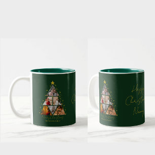 Caneca De Café Em Dois Tons Presente de Natal em forma de árvore de 6 fotos pa