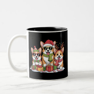 Caneca De Café Em Dois Tons Presente de Natal para Mãe Amante de Cães Corgi