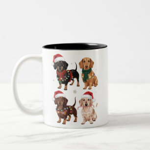Caneca De Café Em Dois Tons Presente de Natal para Mãe de Dachshund Amante do 