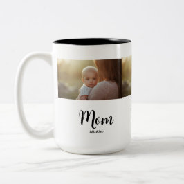 Caneca De Café Em Dois Tons Presente de Nova Mãe Ano Est. 3 Foto Mãe Preto Bra