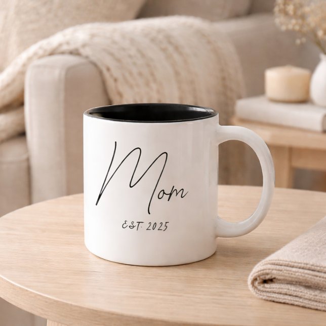 Caneca De Café Em Dois Tons Presente de Nova Mãe Estabelecida (Criador carregado)